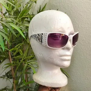 Y2K Gothic Whimsygoth Baddie Cyber Vixen Trendy Streetwear Black White cross sunglasses rhinestone silver bedazzled studs Grunge Gorpcore Mcbling thumbnail 6