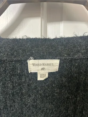 Cost Plus World Market Charcoal Ribbed V-Neck Button Cardigan O/S thumbnail 3