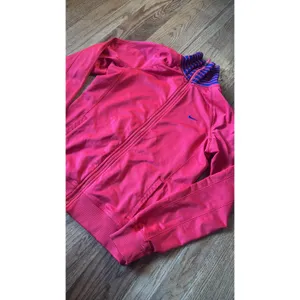 Nike Dri-FIT Womens Pink Track Jacket Full Zip Striped High Neck Small thumbnail 3