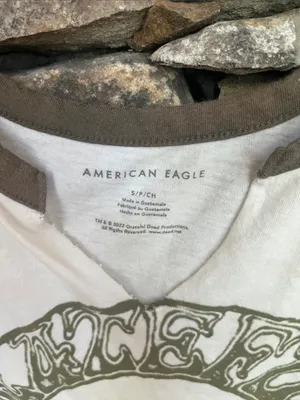American Eagle Grateful Dead Crop Top Beach Lightweight White with Green thumbnail 4