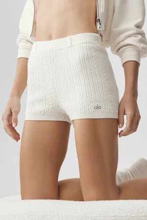 ALO Mini Cable High-Waist Sweater Short thumbnail 1