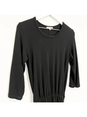 Sundry Ruched Blouson Dress‎ Size XS Black Gold Thread Stretch Knit Mini Capsule thumbnail 5