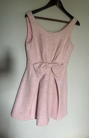 Minuet Petite Pink Bow A-Line Mini Dress thumbnail 1