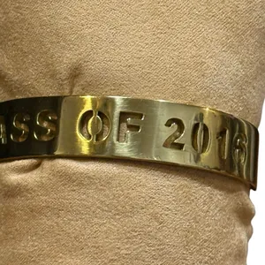 Rustic Cuff Gold-Tone Class of 2016 Cut-Out Cuff Bracelet Grad Gift Preowned thumbnail 6