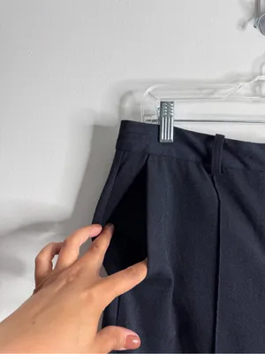 ZARA Navy Straight Leg Trouser Pant Pintuck Large Careerwear Business Casual thumbnail 8