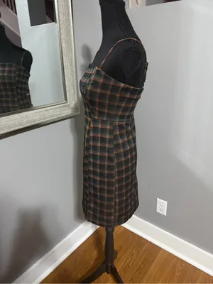 Altar’d State Plaid Academia Old Money Mini Bodycon Tank Dress Size Small thumbnail 3