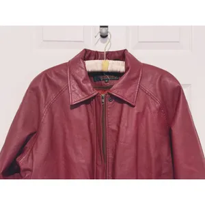 Vintage Y2K Phase Two Leather Jacket Coat 2X Red Trench Grunge Retro 90s Biker thumbnail 4