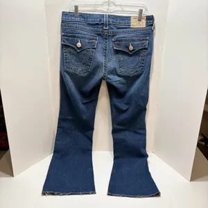 True Religion Becky Vintage Y2K Flare Jeans Size 32 Distressed Low Rise thumbnail 12