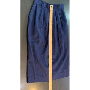 JG Hook Vintage Navy Blue‎ Linen Blend Pleated Midi Skirt High Waist Size 6 thumbnail 6