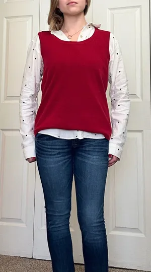 Vintage 80s Designers Originals Crewneck Sweater Vest - Red - M thumbnail 1
