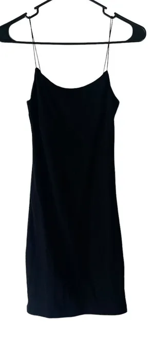 Zara Women's Size Medium Black Slip Little Black Dress‎ Mini Dress thumbnail 1