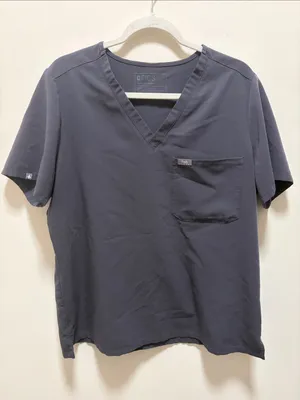 Figs Catarina V-Neck Scrub Top in Charcoal thumbnail 2