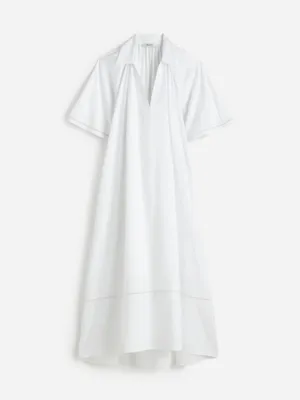 Madewell White Cotton Midi Dress NWT XXS Collared Poplin Slip Lined Summer thumbnail 14