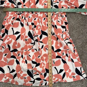 Marimekko Eea Perho Dress Women 44 Coral Black Floral Empire Waist Excellent thumbnail 3