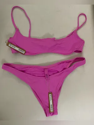 Skims SET NWT Neon Orchid Pink Bikini Swim Set 2-pc set top & Bottom Size L thumbnail 1