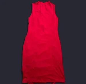 Heart & Hips Scarlet Red Ruched Mock Neck Dress thumbnail 8