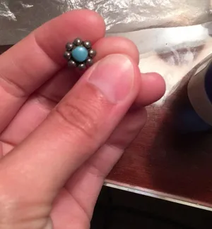 Turquoise and silver vintage flower post earrings thumbnail 4
