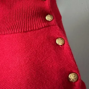 Lauren Ralph Lauren red nautical crest mock neck sweater gold button detail XL. thumbnail 4