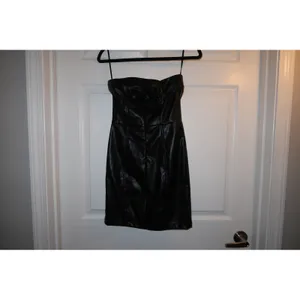 Hello Molly Faux Leather Mini Dress Black‎ Small US 4 Strapless Edgy Night Out thumbnail 3