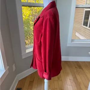 Vintage Coaco Red Faux Suede Chore Coat Utility Jacket Fully Lined Size Small thumbnail 4