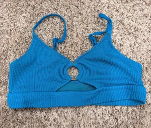 Aerie Bikini Top Scoop Blue Ribbed thumbnail 1