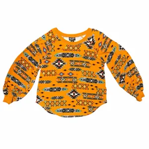 Wrangler Retro Boho Aztec Southwest Balloon Sleeve Top • Ochre Mustard Small thumbnail 4