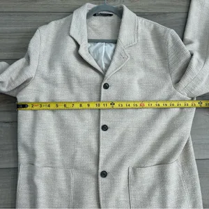 Zara Tan Beige Boucle Knit Cotton Single Breasted Textured Blazer Jacket XL thumbnail 8
