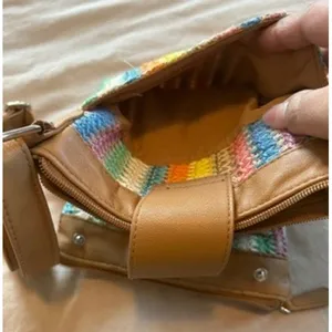 Rosetti Multi Color Striped Woven Crossbody Bag Tan Organizer Purse thumbnail 8