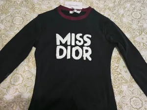 Christian Dior Miss Dior Black Long Sleeve Top Burgundy Trim thumbnail 4