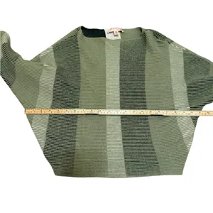 Philosophy Green Striped Drop Batwing Shoulder Viscose‎ Sweater Textured Sz M thumbnail 9