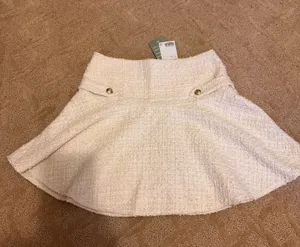 H&M Cream Tweed Skater Skirt thumbnail 1