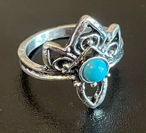 Turquoise stone boho ring size 4.5 thumbnail 2