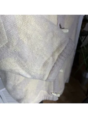 Vintage 90s mohair sweater cream toggle buttons thick warm made in Germany sz XL thumbnail 9