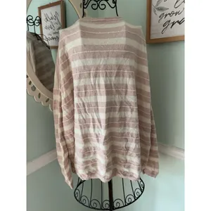 All Saints Large ‎ Pink Striped Oversized Wool Blend Alpaca Sweater Cozy thumbnail 3