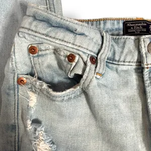 Abercrombie & Fitch Simone High Rise Slim Jeans Distressed Light Wash Raw Hem 25 thumbnail 6