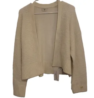 Womens Abercrombie & Fitch Cream Ribbed Knit Long Sleeve Cardigan Sweater Size M thumbnail 1