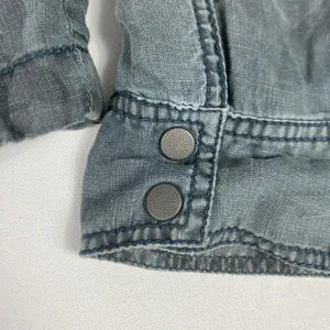 Marrakech Jacket Womens Medium Gray Linen‎ Camo Moto Zip Pockets Anthropolegie thumbnail 3