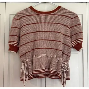 Ontwelfth puff sleeve striped short sleeve knit top M thumbnail 3