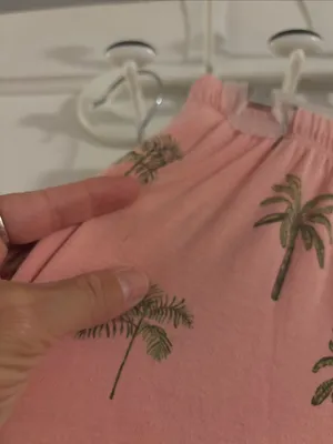 Soft Pink Palm Print Kids Pajama Set thumbnail 5