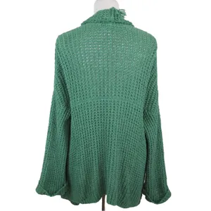 FREE PEOPLE I’ll Be Around Silk Blend Green Knit Oversized Cardigan Size Medium thumbnail 7