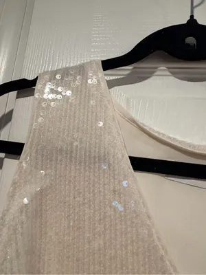 NWOT Nine West Size L Ivory Sequin Tank Top Sleeveless V Neck Party Evening thumbnail 5