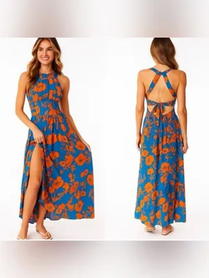 Abel the label Charlotte Floral Halter Tie-Back Maxi Dress thumbnail 2