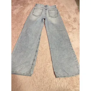 H&M Jeans Women 2 Blue Denim Wide Leg Mid Rise Zip Fly Cotton Blend Size 0 Bin11 thumbnail 6