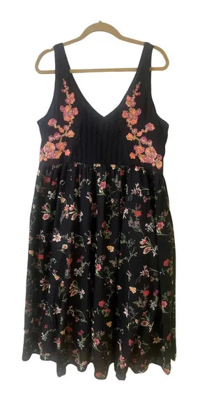 Maeve Lola dress by Anthropologie black with embroidery sz Medium thumbnail 3