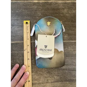 Anuschka Handpainted Leather Phone Eyeglasses Case Pouch Texas Longhorn thumbnail 6
