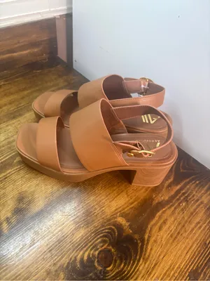 Aersoles brown chunky heel sandals size 11 wide width thumbnail 2