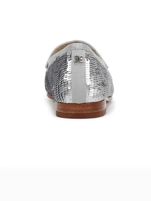 NEW $140 Sam Edelman Loraineglamr Bit Loafer, Silver Slip On SZ-8 thumbnail 3