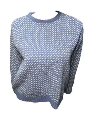 Vintage ALPS knit sweater Womens Blue‎ White Geometric Crewneck Medium thumbnail 1