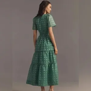 Anthropologie Green Floral Jacquard Somerset‎ Maxi Dress Size 3X thumbnail 3