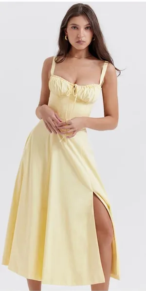 HOUSE‎ OF CB 'Carmen' Buttercup Bustier Sundress yellow NWOT size XS thumbnail 1